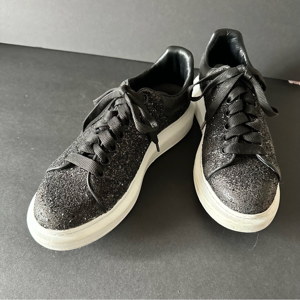 Alexander McQueen Black Glitter Oversized Sneaker Women's Size 41 EUC